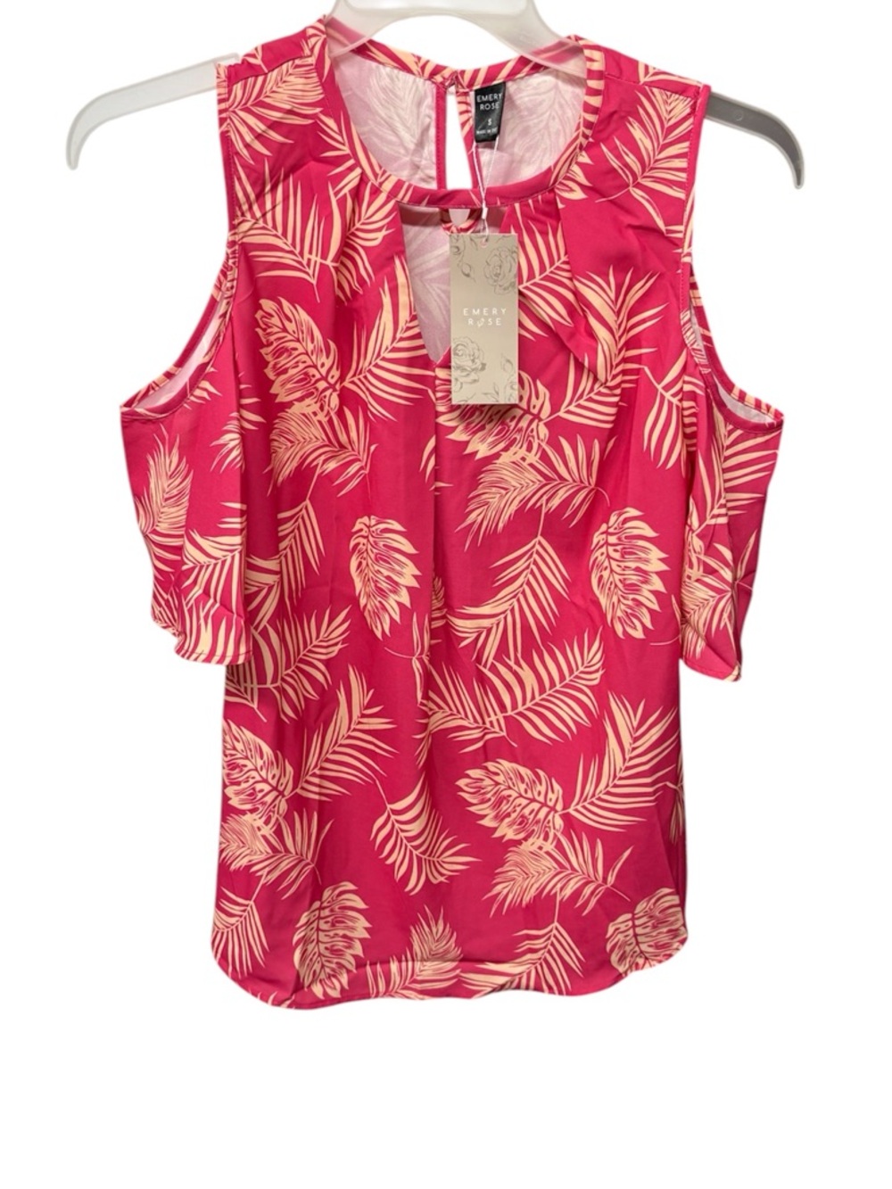 Emery Rose Pink Shoulder Blouse Top Size Small